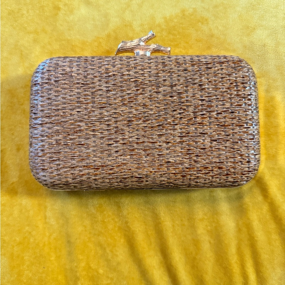 Kelly & Katie Woven Brown Clutch with Chain strap NWT
